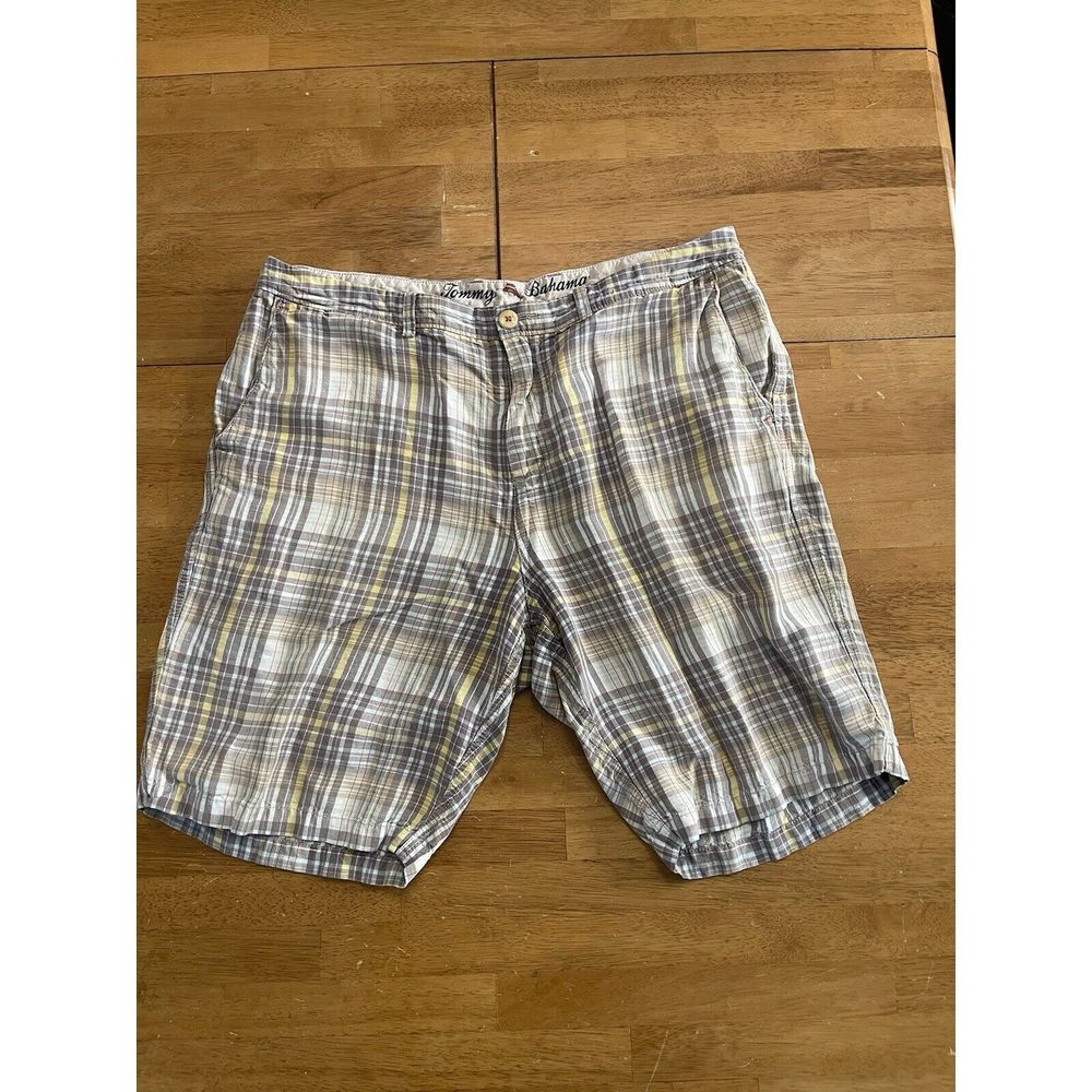 Tommy‎ Bahama Mens Shorts 36 Linen Blend Plaid Summer Preppy Casual
